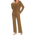 thumbnail image 1 of Timegard Womens Pajamas Sets Comfy Ruched Long Sleeve Round Neck Top and Pants Fall Loose Pjs Outfits, 1 of 6
