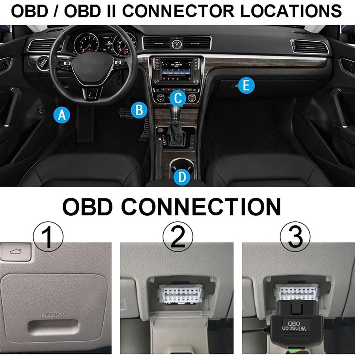 4X Dash Cam OBD Hardwire Kit,Dash Camera USB Type C Hardwire Kit with OBD Power Cable for Dashcam 12-24V to 5V/3A
