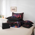 thumbnail image 4 of Erosebridal Girls Gamer Bedding Sets Full Size, Neon Gradient Gamepad Bed Sheets Set, Red Lightning Decor, Reversible 7-Piece, 4 of 5