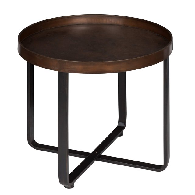 Kate and Laurel Zabel Table d'Appoint Ronde Moderne en Métal avec Base Croisée, Bronze et Noir