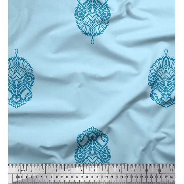 Soimoi Poly Georgette Fabric Paisley Block Fabric Prints by Yard 42 Inch Wide