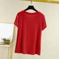 thumbnail image 4 of Weiqiqre T-Shirt à Col Rond pour Femme à Manches Courtes Ajusté T-Shirt Mince Uni Haut de Pyjama Pyjama à Manches Courtes, 4 of 8