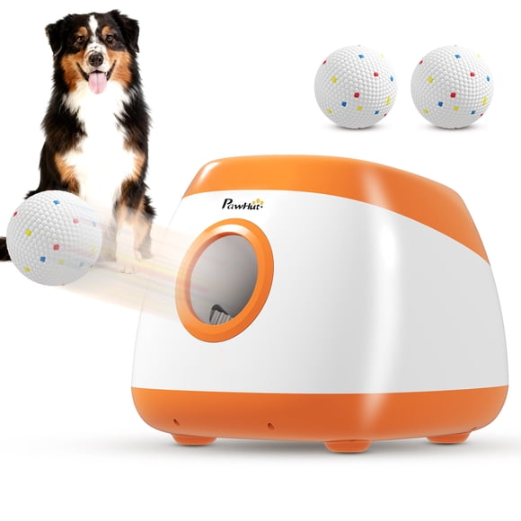 PawHut Automatic Dog Ball Launcher, Dog Ball Thrower with 6 ETPU Balls