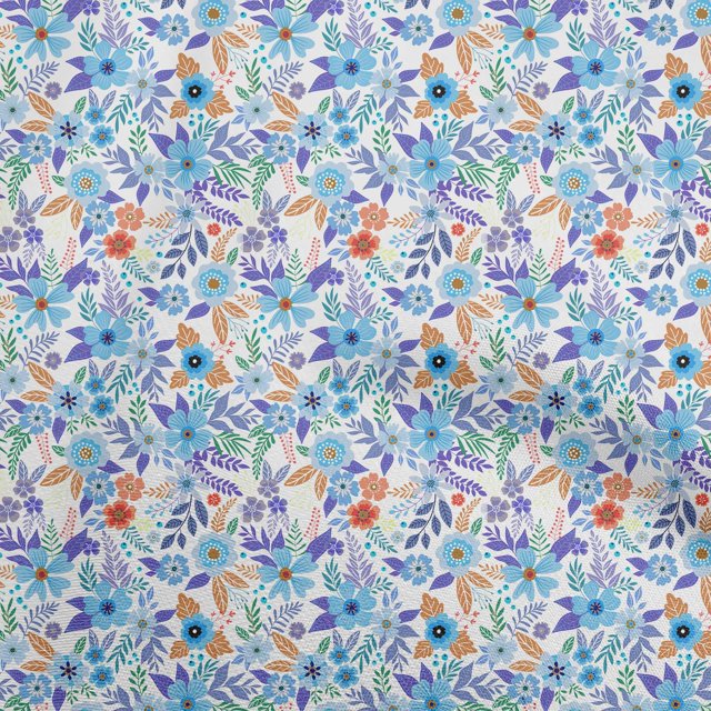 oneOone Cotton Jersey Light Blue Fabric Asian Floral Craft Projects Decor Fabric Printed By The Yard 58 Inch Wide