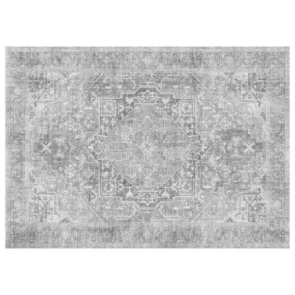 Mainstays Vintage Persian Distressed Area Rug, Grey, 5 ft x 7 ft, Machine Washable, for Bedroom, Living Room, Dining Room.
