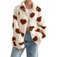 thumbnail image 1 of Kcodviy Cozy Oversized Fleece Heart Rain Coats Plus Size Print Zipper Cardigan for Single Breast Trench Coat Fall and Winter Long Coat Wool Sleeve Soft Jacket for Coats Women, 1 of 6