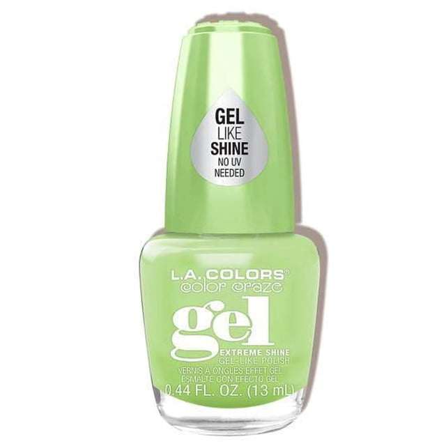 Vernis Gel Néon Crémeux - Lucky par L.A. COLORS, Vernis Gel Vert Pâle 13 ml avec Brillance Semblable au Gel et Aucun UV Requis, Facile à Appliquer et à Enlever pour des Ongles Vibrants de Qualité Salon, Convient Aussi aux Manucures Rapides à la Maison.
