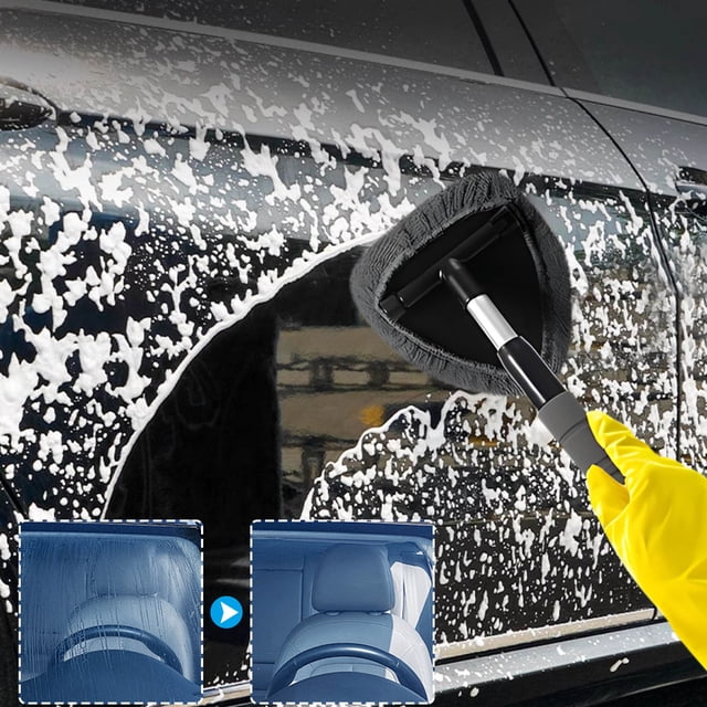 Lunxisen 4 Pcs Windshield Cleaning Tool Windshield Cleaning Wand Auto Window Cleaner, Reusable Cloth Pads for Car Interior, Dirty Car Washing Brushes.