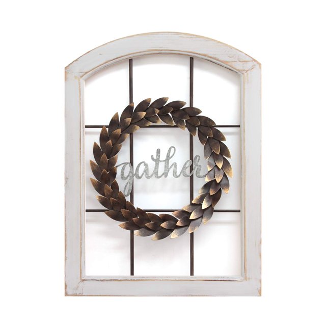 Stratton Home Decor Couronne de Bronze Rassemblement Décoration Murale de Fenêtre, Blanc Vieilli