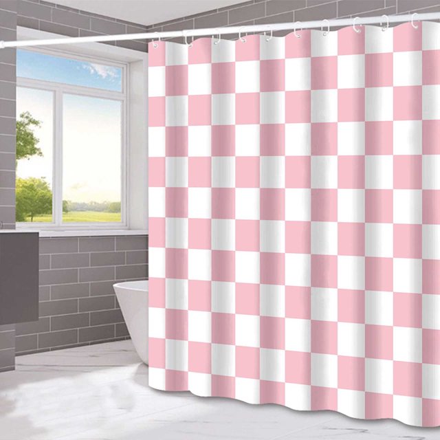 Ovzne Rideau de Douche Tapis de Sol Ensemble de Quatre Pièces Séparation Sèche Humide Rideau de Douche Imperméable en Liquidation