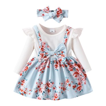 TJAZFJPA Robes de Printemps pour Filles Robes pour Tout-Petites à Manches Longues à Imprimés Floraux Robe de Princesse Robes de Fête de Danse Vêtements Robe Jaune pour Filles