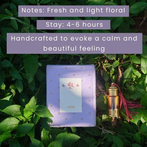 Boond Lavya Attar For Men & Women 3ml, 0.1 Fl.oz. | 4-6 Hours Long Lasting - Alcohol Free Unisex Kashmiri Lavender Perfume Oil | Unique Gift For Special Occasions - With Fresh & Light Floral Notes