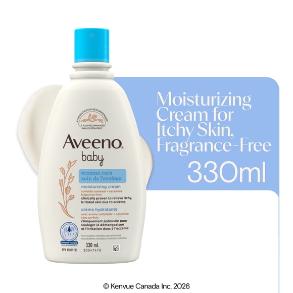 Aveeno Baby Eczema Care Daily Moisturizing Body Cream for Dry, Itchy Skin, Natural Colloidal Oat & Vitamin B5, Hypoallergenic & ph-Balanced, No Added Steroids, Phthalates, Parabens or Fragrance, 330mL