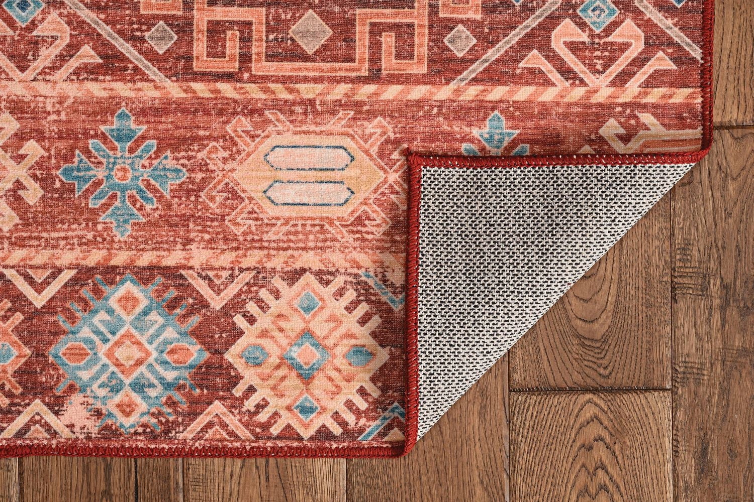 Tapis de couloir lavable Devlin 2 pi x 8 pi rouge et ivoire