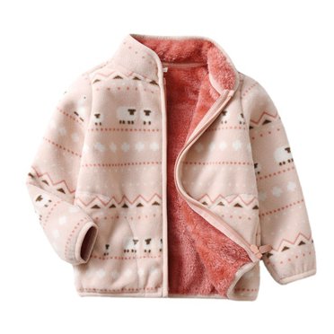 Toddler Fleece Jacket Baby Boys Girls Hooded Zipper Long Sleeve Thick Warm Outerwear Boys Coat&Jacket Pink 90/12 M—18 M
