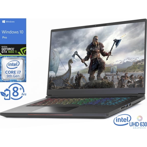 Intel Whitebook Portable de Jeu, Écran FHD 15,6 Pouces 144 Hz, Intel Core i7-9750H jusqu'à 4,5 GHz, 8 Go de RAM, SSD NVMe 512 Go, NVIDIA GeForce GTX 1660 Ti, HDMI, Thunderbolt, Wi-Fi, Bluetooth, Windows 10 Pro