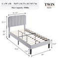 thumbnail image 3 of VECELO Twin Size Upholstered Beds, Modern Platform Bed Frame with Adjustable Headboard, Wooden Slats Support/No Box Spring Needed, Light Grey, 3 of 8
