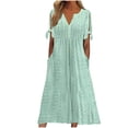 thumbnail image 1 of Admvng Robes pour Femmes Mode Été Décontractée Col en V Manches Courtes Bouton Longue Robe P-3TG, 1 of 6
