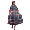 thumbnail image 1 of Bimba Check Button Down Dress Print Mandarin Collar Roll Up Sleeves Shirt Dress-X-Small, 1 of 5