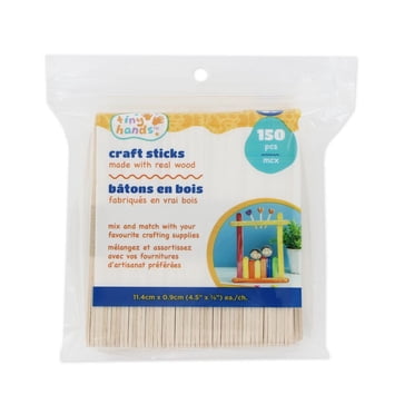 TINY HANDS Wooden Craft Sticks, 11.4 × 0.9 cm (0.4 in), 150-Pack, 11.5 cm (4.5 in)