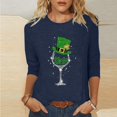 thumbnail image 1 of T-Shirt Ample à Manches Trois-Quarts et Col Rond Imprimé pour la Saint-Patrick pour Femmes, 1 of 6