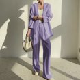 thumbnail image 2 of Timegard 2 Piece Suits Set for Women Button V Neck Open Front Jackets Business Office Wide Leg Pant Blazer Outfits, 2 of 6