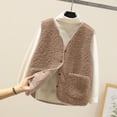 thumbnail image 2 of FAIWAD Womens Fleece Vest Fall Winter Warm Sleeveless Button Down Waistcoat Solid Color Loose Vest Coat, 2 of 7