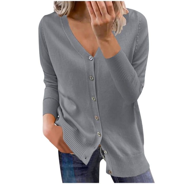 jsaierl Mode Femmes Boutons Manches Longues Décontracté Solide Court Manteau Cardigan Blouse