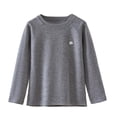 thumbnail image 1 of Children's Winter Solid Color Long-Sleeved Crew Neck Warm Home Pajamas Base Shirt, 1 of 5