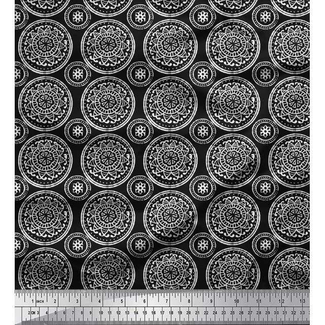 Soimoi Rayon Fabric Floral Block Decor Fabric Printed Yard 56 Inch Wide
