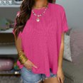 thumbnail image 2 of Timegard Tops for Women Summer Ribbed Crewneck Short Sleeve Basic Tee Casual Loose Shirts Tops blouse, 2 of 7