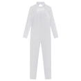 thumbnail image 2 of TiaoBug Girls Ice Skating Jumpsuit Rhinestone Mock Neck Competition Figure Skating Dancewear White 6, 2 of 6