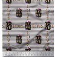 thumbnail image 1 of Soimoi Gray Moss Georgette Fabric Stripe & Floral Alphabet Text Printed Fabric 1 Yard 42 Inch Wide, 1 of 3