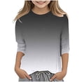 thumbnail image 1 of Splozh Blouse pour Tout-Petit Fille Décontractée à Col Rond T-Shirt à Manches Trois Quarts Coupe Régulière Basique Haut à Manches 3/4 Gris, 10-11 Ans, 1 of 5