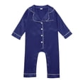 thumbnail image 1 of Combinaison Bébé Garçon Barboteuse Bébé Fille Garçon Pyjama en Soie Combinaisons à Boutons Manches Longues en Satin, 1 of 7