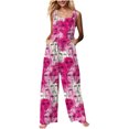 thumbnail image 2 of Styesk Pantalon pour Femmes Combinaison Imprimée pour Femmes Décontractée à Boutons avec Poches Sans Manches Pantalon à Jambes Larges, 2 of 5