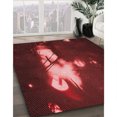 thumbnail image 3 of Ahgly Tapis d'Intérieur Lavable en Machine Carré Transitionnel Rouge Bordeaux, 8 Pieds Carré, 3 of 7