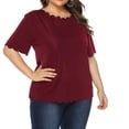 thumbnail image 4 of Leutsin Woman's Plus Size Casual Solid Color Casual Short Sleeve Round Neck Tops, 4 of 6