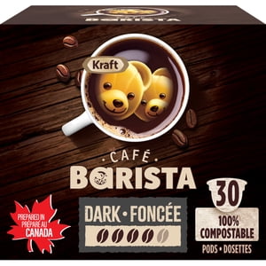 Kraft Café Barista Café noir rôti 100% Des pods compostables, 30 Pottes