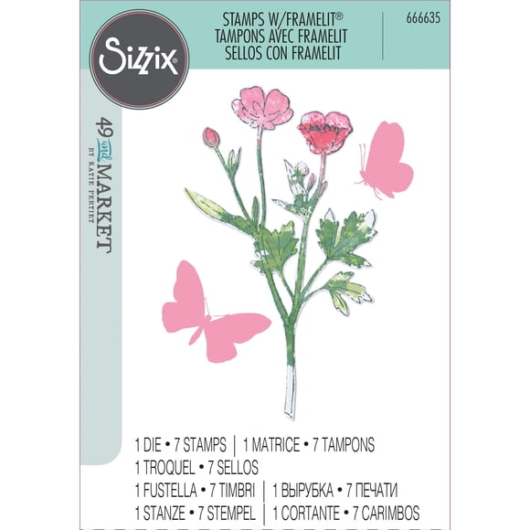 Sizzix Framelits Die A5 Stamp Set By 49 Market 8/Pkg-Painted Stencil Botanical