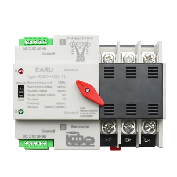 Compact Automatic Transfer Switch Electrical Selector Switches Dual Power Switch Solar Power Rail Type Household