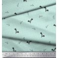 thumbnail image 2 of Soimoi Green Rayon Fabric Black Sketch Feather & Dots Decor Fabric Printed Yard 56 Inch Wide, 2 of 3