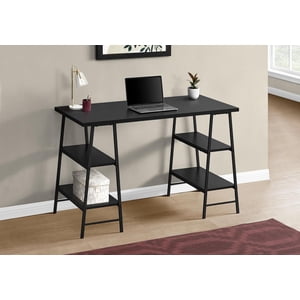 Monarch Specialties Bureau d'ordinateur, Bureau à la maison, Ordinateur portable, Étagères de rangement, 48"l, Travail, Métal, Stratifié, Noir, Contemporain, Moderne