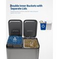 thumbnail image 3 of Garvee Dual Compartment Kitchen Trash Can Stainless Steel - Step-On Double Garbage & Recycling Bin - Soft-Close Lid, Removable Buckets, Hands-Free - Silver, 2x30L, 3 of 6