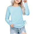 thumbnail image 1 of Plebaso Chemises à Manches Longues pour Filles avec Cordon de Serrage Col Rond Blouses Décontractées Tuniques de Mode pour Enfants Filles, 1 of 6