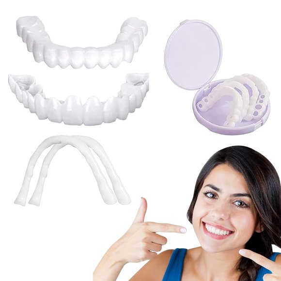 JARENGO Fausses Dents, 2 Pcs Dentiers Dents pour Femmes et Hommes Placages pour Restauration Temporaire des Dents Nature et Confortables pour Protéger Vos Dents