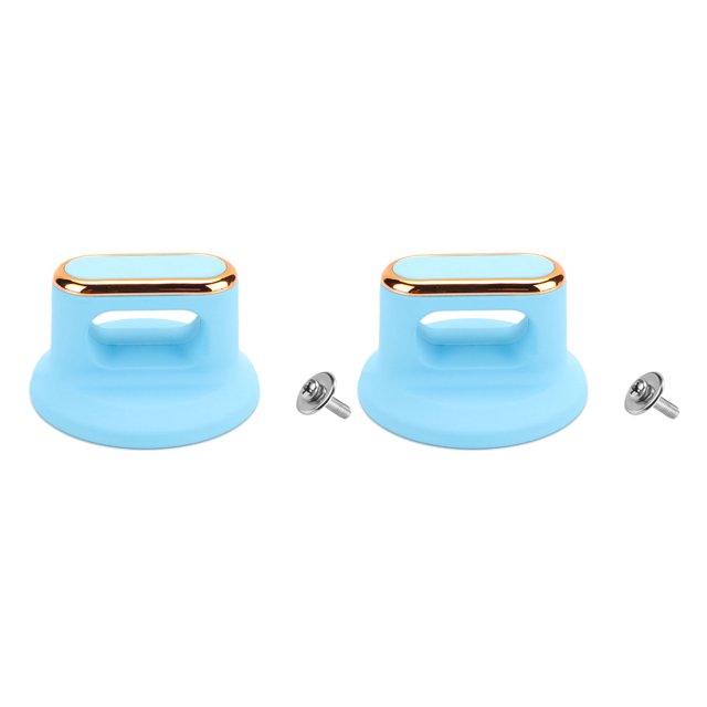 relayinert 2pcs Practical Wooden Grain Pot Lid Top Bead Internally Cast Screw Core Handle Blue
