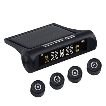 Système de Surveillance de Pression des Pneus à Énergie Solaire, Moniteur TPMS Sans Fil avec 4 Capteurs Externes, Angle d'Affichage Ajustable