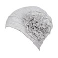thumbnail image 3 of Abbracc For Ladies Solid Elastic Flower Hat Turban Chemo Cancer Hair Loss Cap Head Wrap light grey, 3 of 9