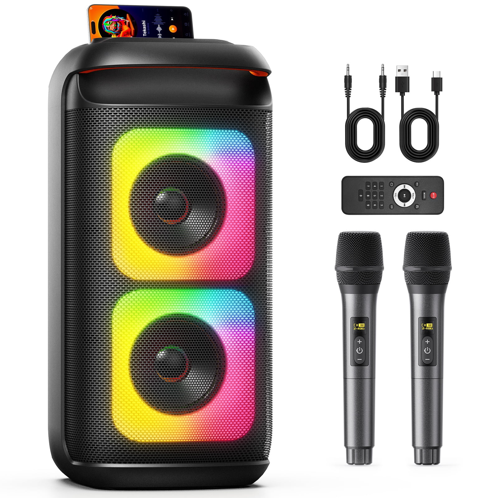 JYX Portable Bluetooth Speaker, Dual 6'' Subwoofers, Party Speaker for Indoor/ Outdoor, 3D Powerful Sound, Deep Bass, T37-T